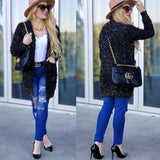Daria Black Fuzzy Knit Sweater-Sweater-Moda Me Couture