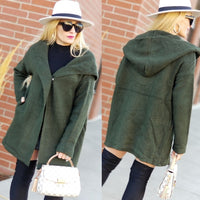 Olive Green Hooded Cardigan-Sweater-Moda Me Couture