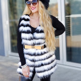 Sassy Faux Fur Vest-Jackets & Coats-Moda Me Couture