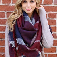 Anchors Away Oversized Plaid Blanket Scarf-Accessories-Moda Me Couture