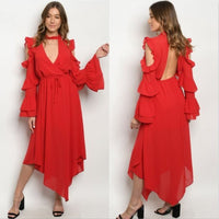 Chic Red Dress-Dress-Moda Me Couture