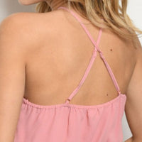 Pink Lace Front Sleeveless Top-Tops-Moda Me Couture