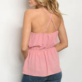 Pink Lace Front Sleeveless Top-Tops-Moda Me Couture