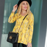 BELTS & CHAINS Yellow Tunic Top