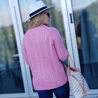 Pretty In Pink So Soft Cable Knit Sweater-Sweater-Moda Me Couture