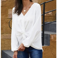 DOWN TO BUSINESS V-Neck Blouse Off white