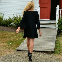 Black Mini Dress Tunic Top-Dress-Moda Me Couture