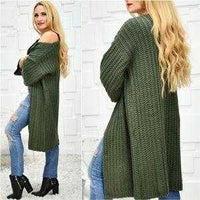 Chunky Knit Green Cardigan-Sweater-Moda Me Couture