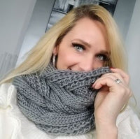 Knitted Infinity Scarf Gray-Accessories-Moda Me Couture