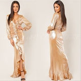 Ophelia Gold Metallic Maxi Dress-Dress-Moda Me Couture