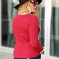 NAOMI Lace Front Ribbed Top Red-Tops-Moda Me Couture