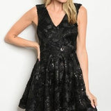 Holiday Party Black Mini Dress-Dress-Moda Me Couture