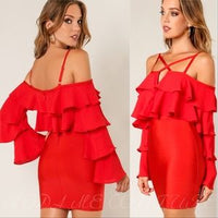 Red Bodycon Bandage Mini Dress-Dress-Moda Me Couture